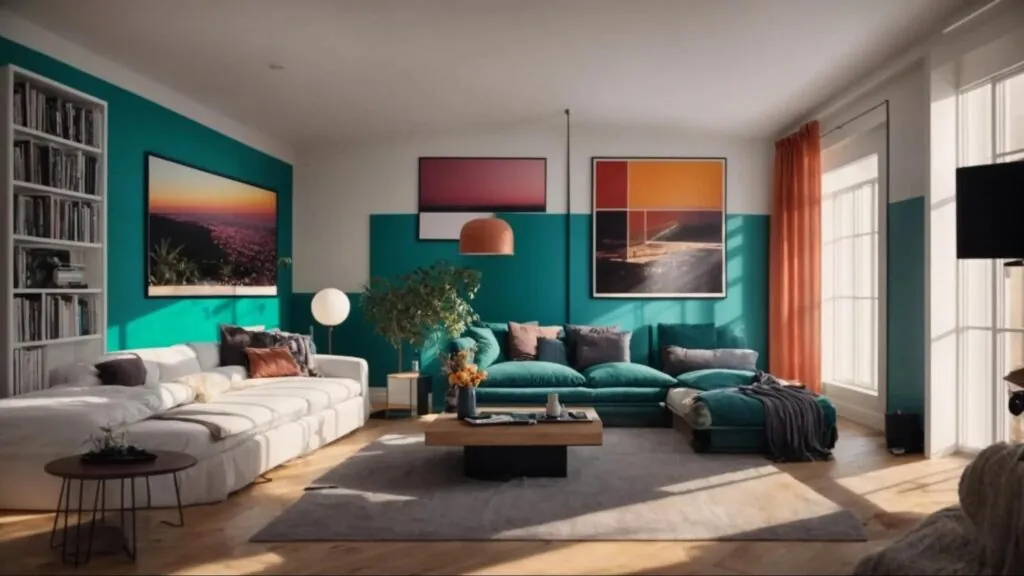 12x12 room showcases a bold color transformation, with sunlight streaming through a window, illuminating the smooth, glossy walls and highlighting the stunning visual impact of a well-executed paint project.